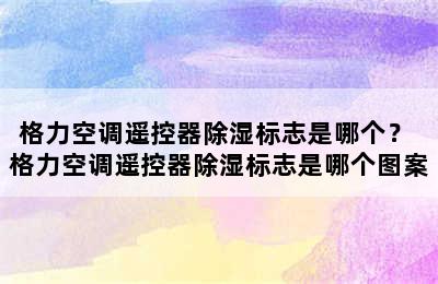 格力空调遥控器除湿标志是哪个？ 格力空调遥控器除湿标志是哪个图案